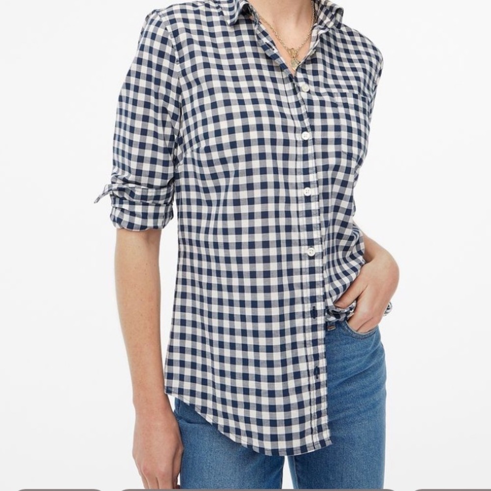 J. Crew Women’s Gingham Classic Shirt Checkered Cotton Button Down shirt